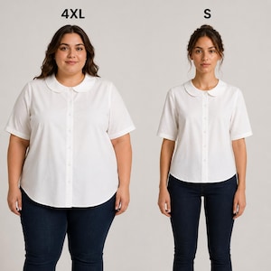 Vintage Inspired Peter Pan Collar Shirt Pattern - short  Sleeves, Sizes 2-30, Easy Sewing