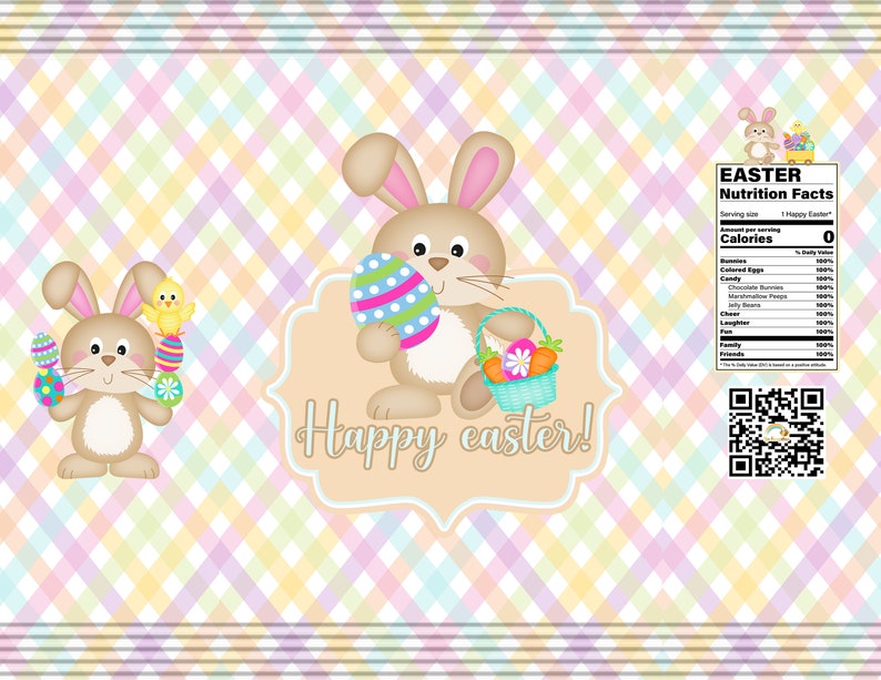 Editable easter template candywrappers, Personalised easterbunny treat bag, easter basket, Printable, digital files image 2