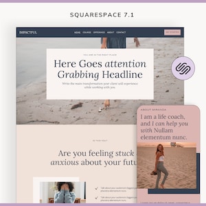 Squarespace website template 7.1 coach / Squarespace template for a life coach, business coach, wellness coach / Sales page template