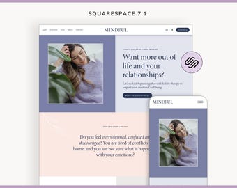 Squarespace therapist template / counsellor / psychologist / coaches / naturopathic practitioner / with blog / Squarespace 7.1 / MINDFUL