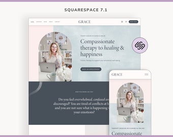 Squarespace website template 7.1 therapist / counsellor / psychologist / coaches / Naturopathic practitioner / with blog / GRACE