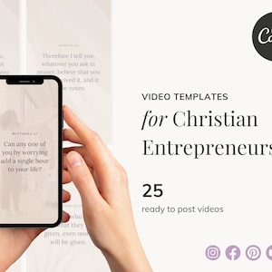 25 Christian videos with encouraging bible verses, For Instagram Reels, Tiktok, Youtube Shorts, Pinterest Idea Pins, Editable in Canva