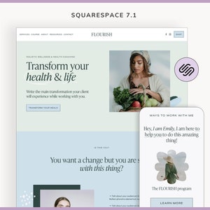 Squarespace website template 7.1 coach / wellness & health coach / life coach / business coach /  sales page, podcast, blog