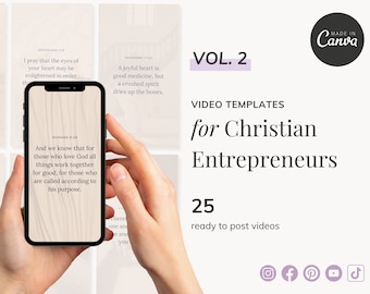 25種類のキリスト教動画テンプレート：聖書の一節リール、TikTok、ショート動画（Canvaで編集可能）（デジタルダウンロード）第2巻