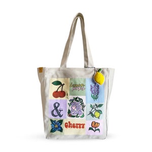 Bolso grande, Tote bag, bolso shopping, Bolso de hombro, bolso pintado a mano, bolso limon, bolso para la playa, bolso de viaje, pañalera. imagen 1