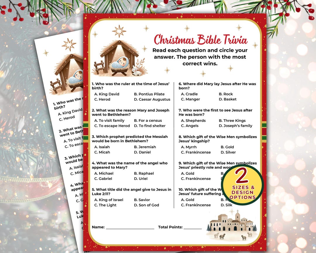 Christmas Bible Trivia About Jesus' Birth | Printable Nativity Quiz for ...