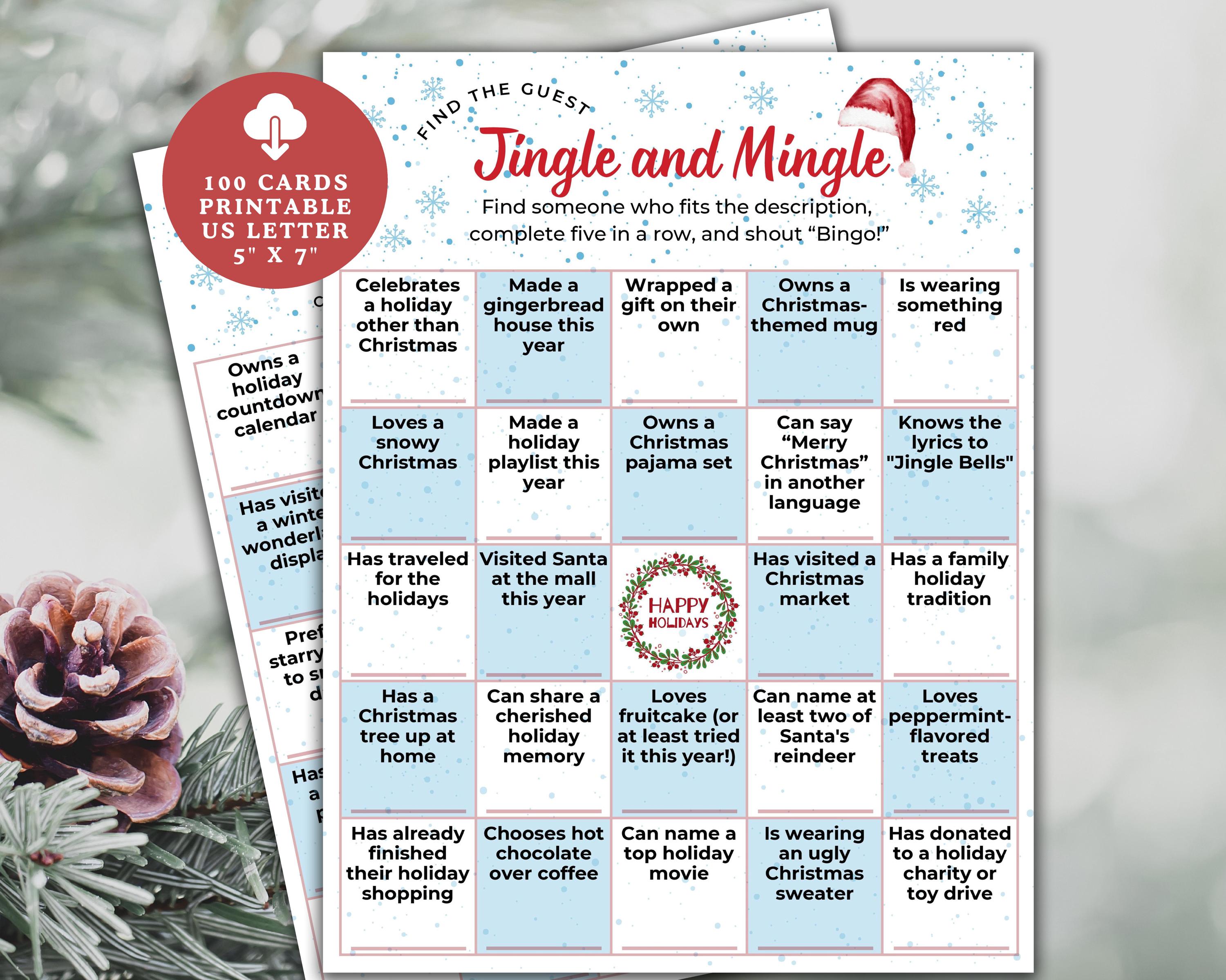 Find the Guest Bingo Christmas Printable, Icebreaker Game Jingle and ...