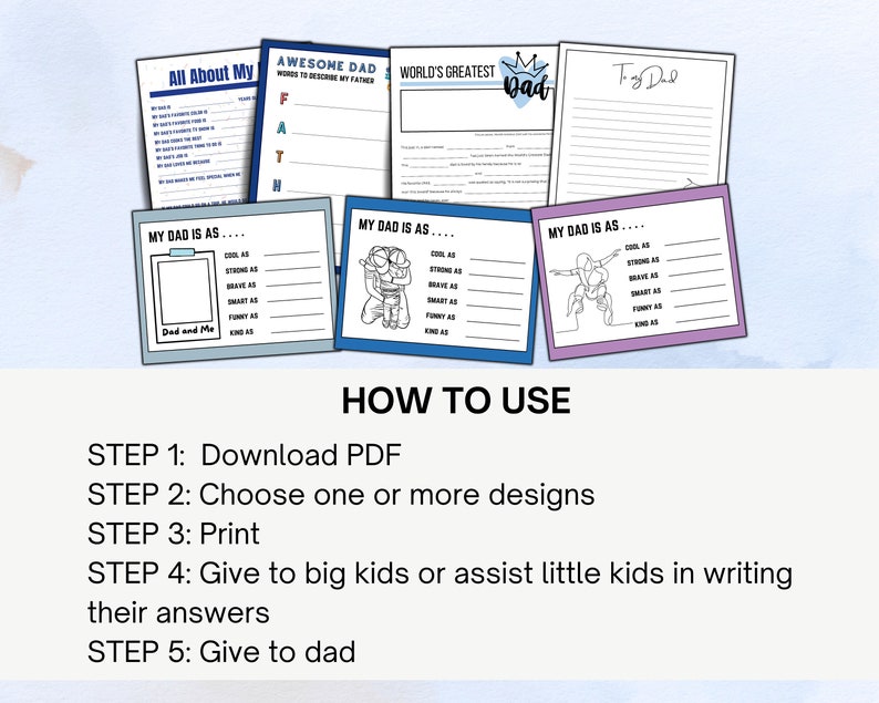 Printable Fathers Day Questionnaires, All About My Dad, Fill in the ...