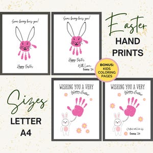 Printable Easter Bunny Handprint Craft, DIY Easter Handprint Card, Sunday School Craft, Kids & Toddlers Handprint Art, Hoppy Easter Keepsake
