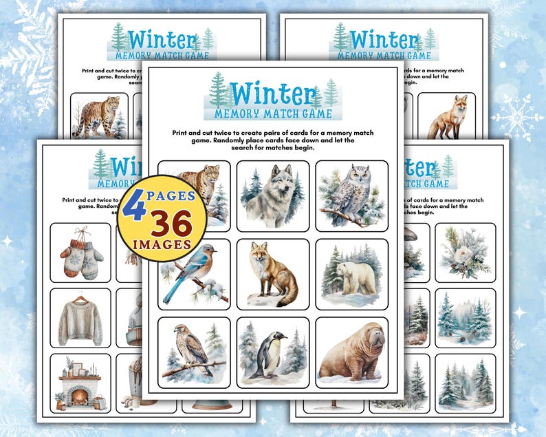 Winter Memory Match Game Printable | Winter-themed Matching Game for ...