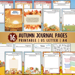 Autumn Journal Pages with Writing Prompts for Kids, Teens and Adults | Printable Fall Reflection Memory Book | Seasonal Mindfulness Workbook