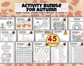 Activités d'automne pour enfants - Jeux, puzzles, coloriages | Kit d'activités d'automne pour enfants | Ressources imprimables pour la rentrée scolaire