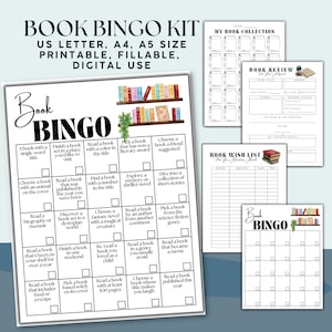 EDITIERBARE Buch Bingo Challenge, ausfüllbare Buch Bingo Vorlage, druckbare Lese Bingo Erwachsene, Buch Wunschliste PDF, Buch Club Spiel, Lese Log