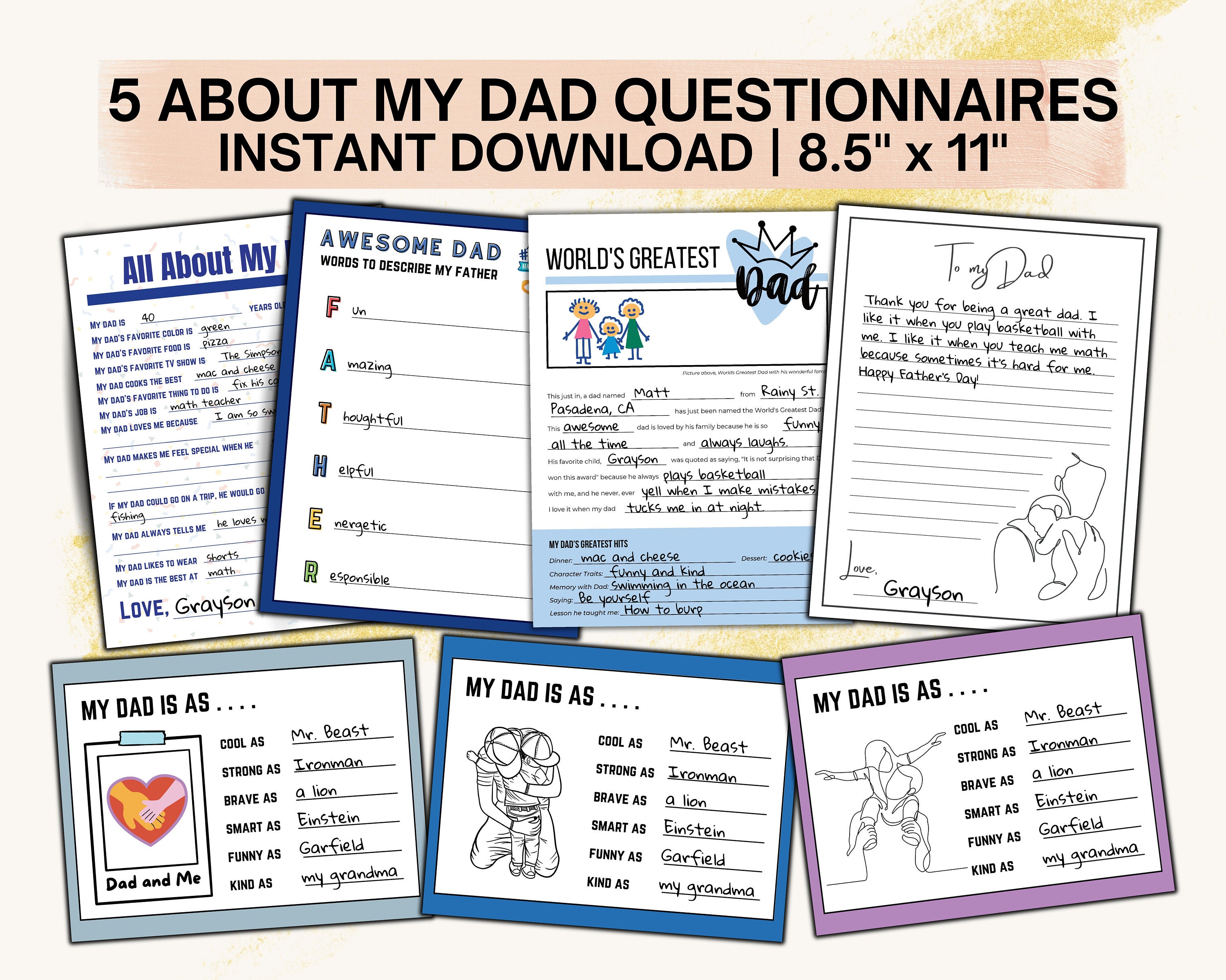 Fathers Day Handprints, Printable Fathers Day Questionnaires, All About ...
