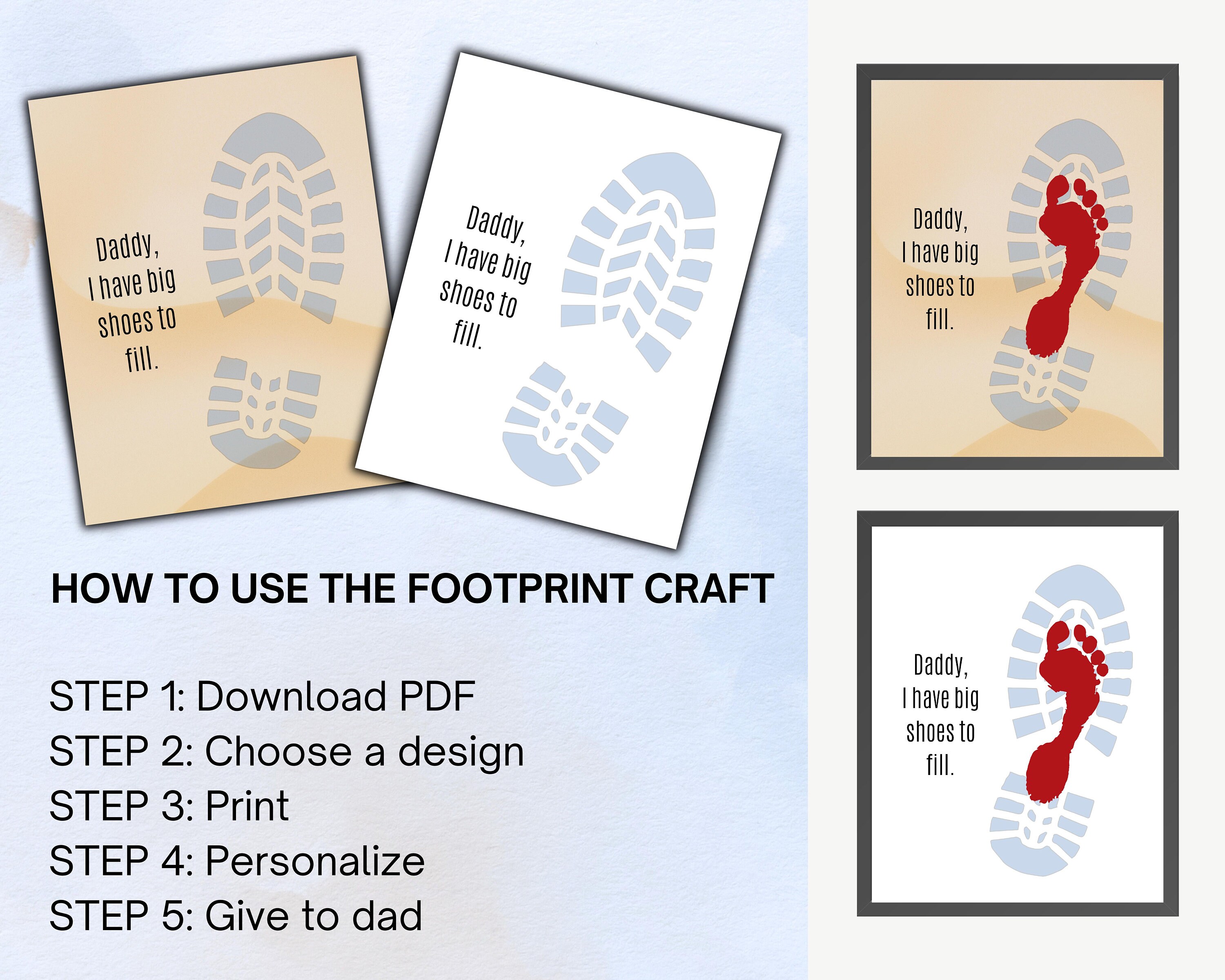 Fathers Day Footprint, Printable Fathers Day Gift From Son Daughter ...