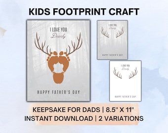 Fathers Day Footprint, Printable Fathers Day Gift from Son Daughter Kids, Kids FootPrint Printable, FootPrint Keepsake, Daddy Craft Activity