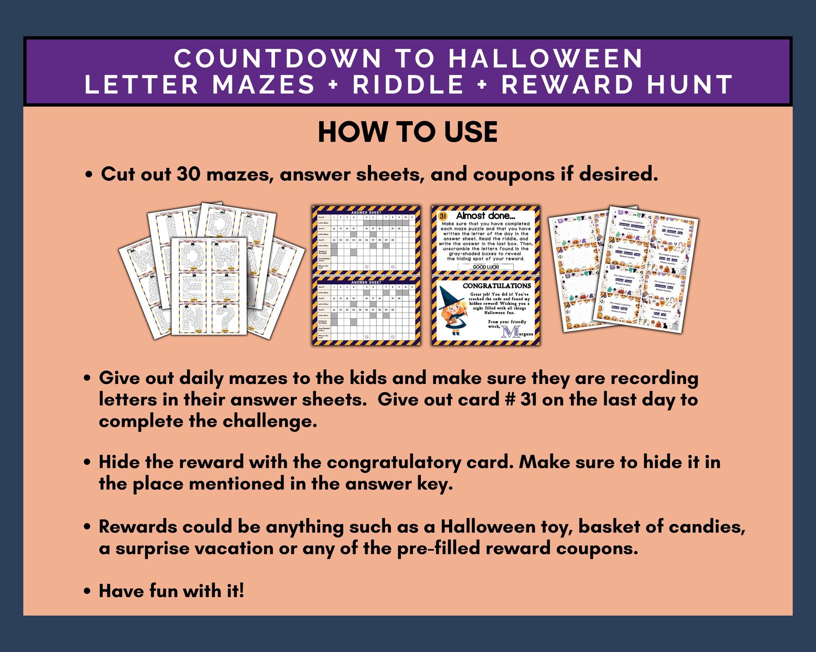 Unique Halloween Countdown Activity for Kids 6-8, Printable Kids ...
