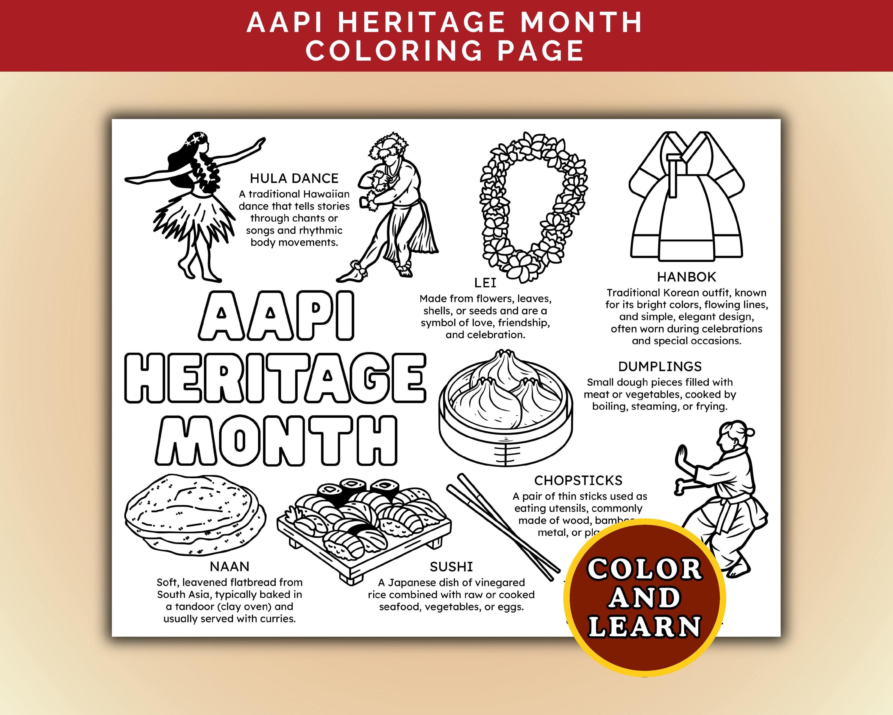 AAPI Heritage Month Printable Activity Placemat, Kids Educational ...