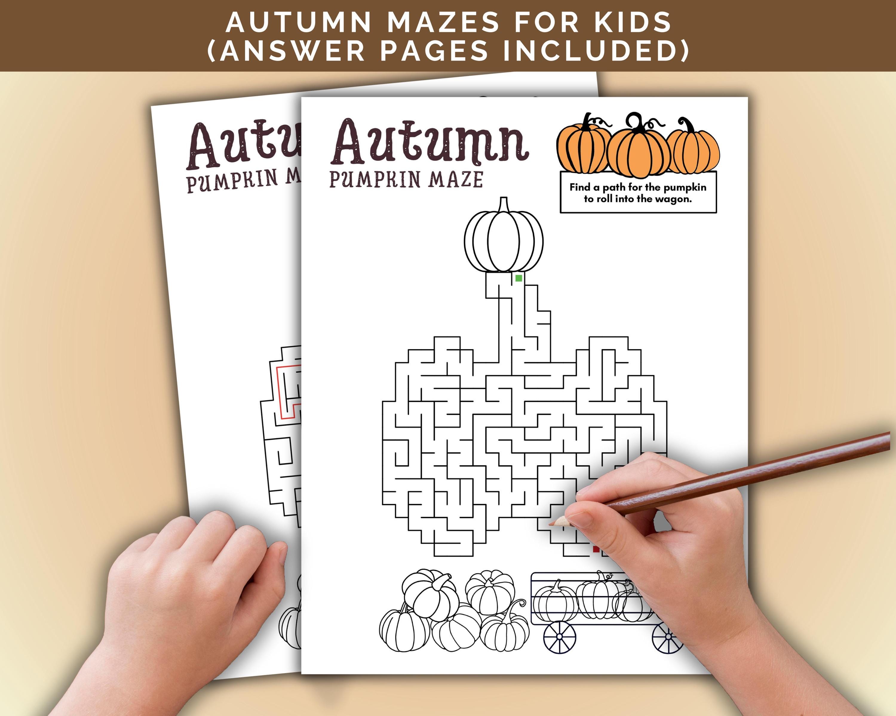 Printable Fall Mazes for Kids – Leaf & Pumpkin Maze Bundle | Kids ...