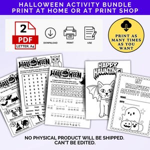 Printable Kids Halloween Activity Bundle, Kids Coloring Pages, Word ...