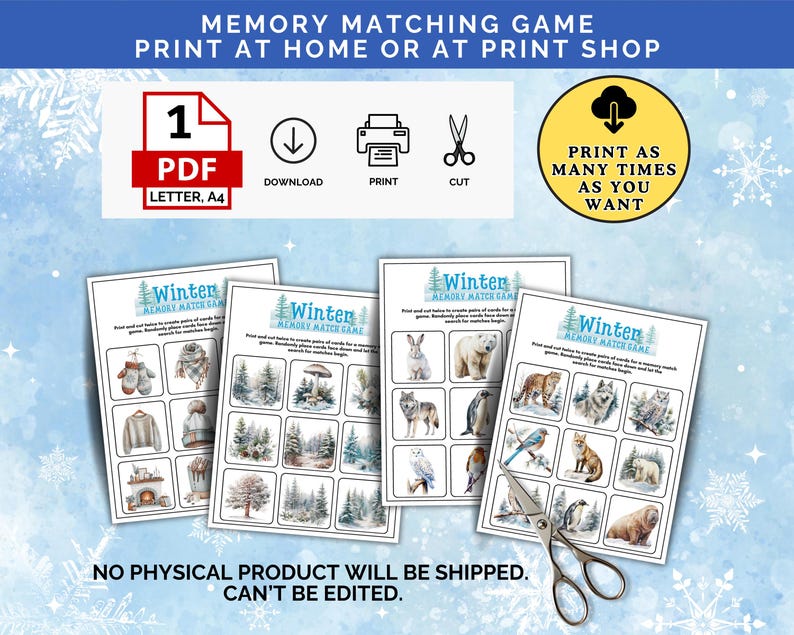 Winter Memory Match Game Printable | Winter-themed Matching Game for ...