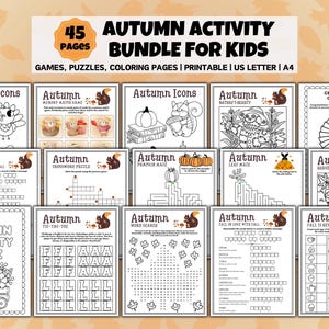 Printable Autumn Activity Bundle - Games, Puzzles, Coloring Pages | Kids Fall Worksheets | Back to School Early Finisher Activity Packet