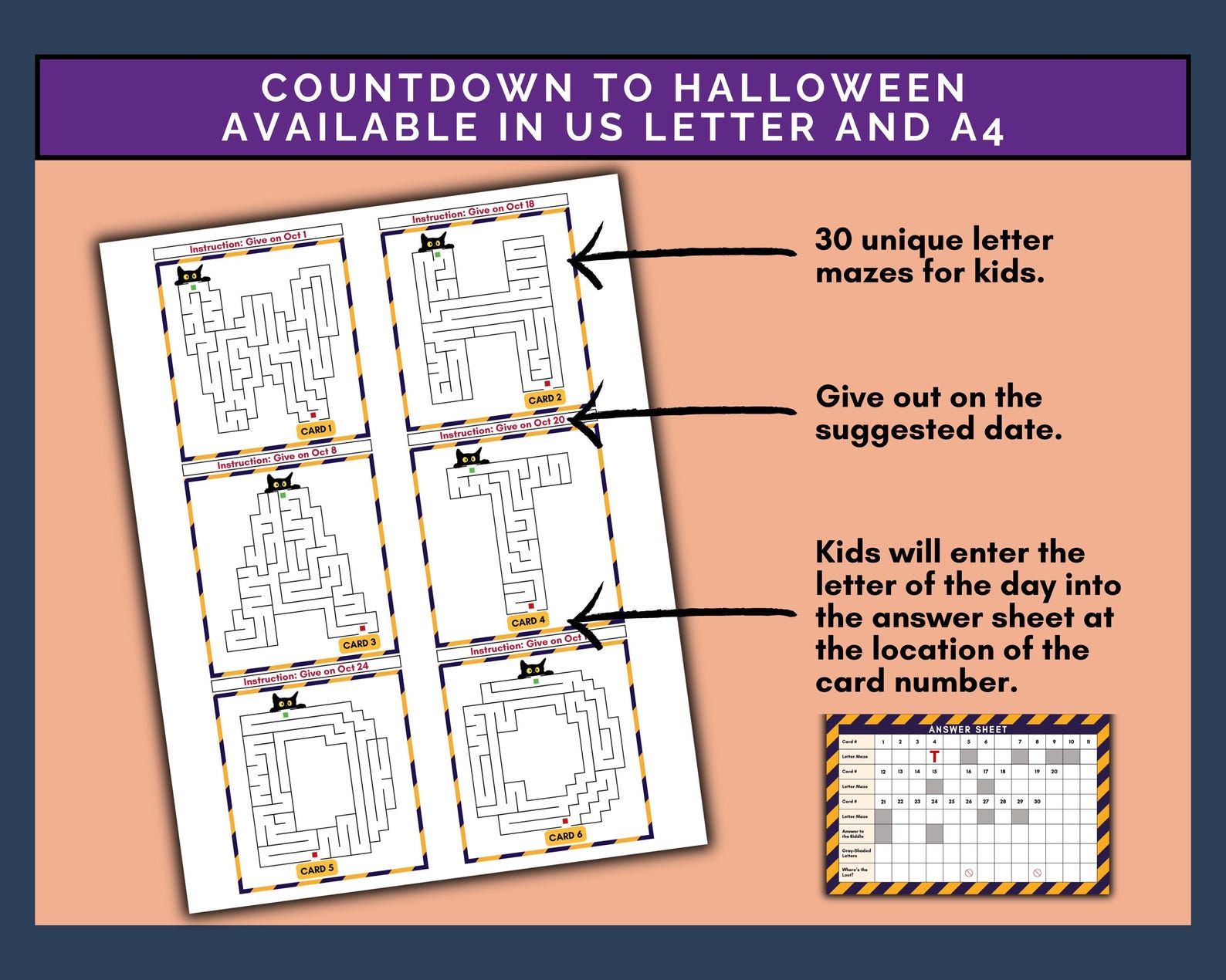 Unique Halloween Countdown Activity for Kids 6-8, Printable Kids ...