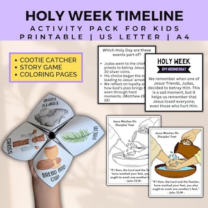 Atividades imprimíveis para a Semana Santa para crianças: Caça-cooties, Jogo de Histórias Bíblicas, Páginas para Colorir | Lições da Semana Santa da Quaresma, Cartões com Cronograma da Semana Santa