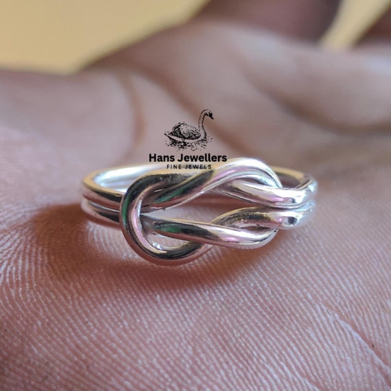 Bague Argent Massif 925 – Jonc Alliance Noeud Créateur, Taille 52, Motif Anneau Simple