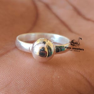 Sterling Silver Ball Ring: Handmade Minimalist Boho Statement Ring