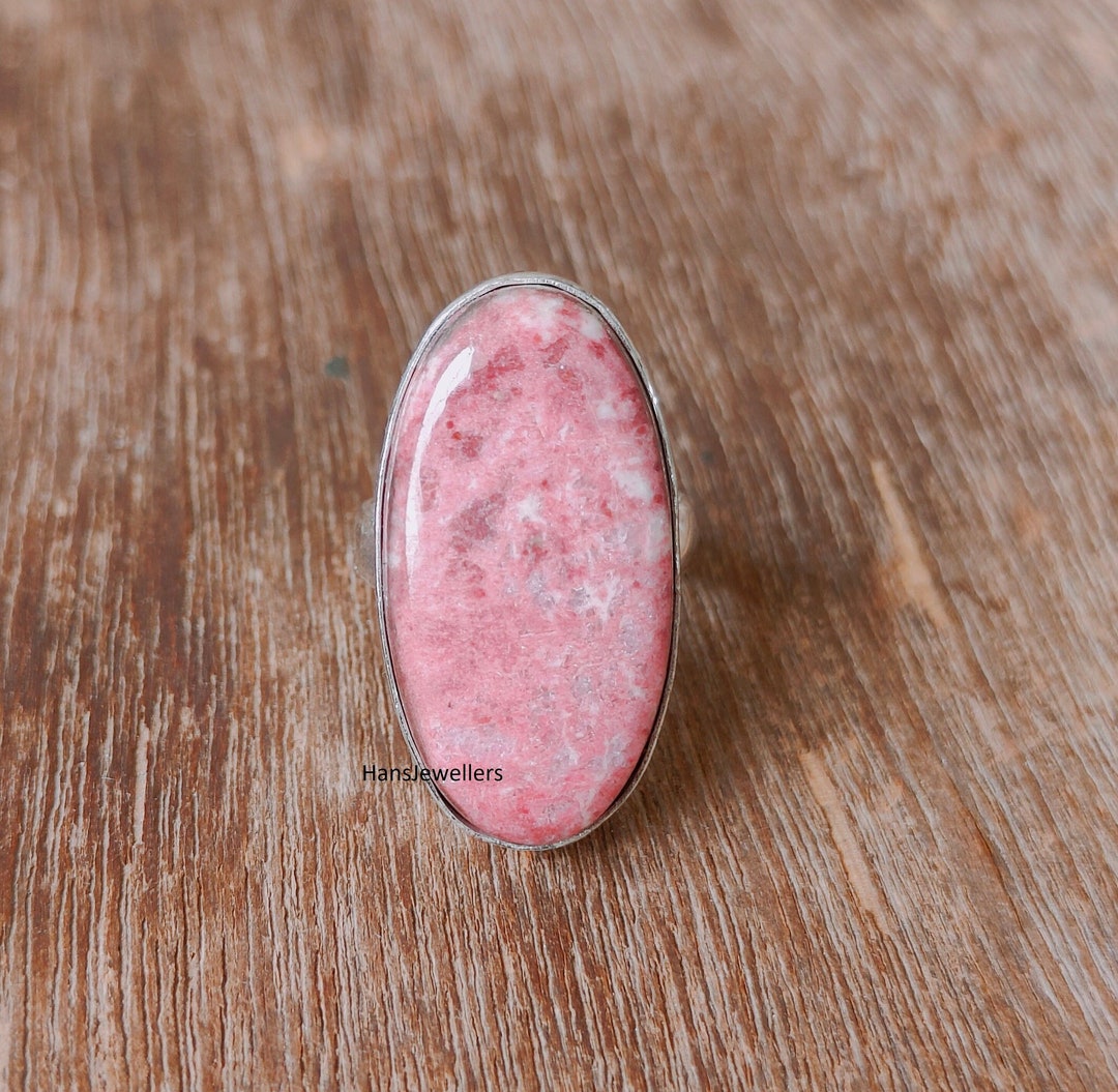 •RHODOCHROSITE - CROWN• decorative bezel silver ring (various sizes)
