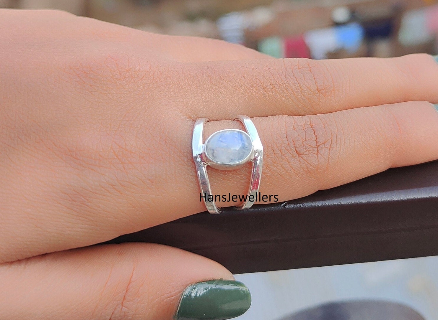 Compra Anello a mezzaluna con pietra di luna in argento sterling 925 unico regolabile all'ingrosso
