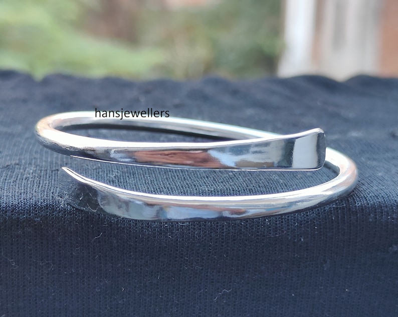 Hand Crafted Sterling Silver Wrap Bangle HJ40 zdjęcie 1