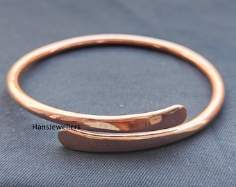 Bracelet jonc en cuivre pur fait main : bracelet ajustable délicat