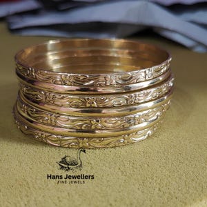 Set van 7 armbanden, gehamerde armbanden, stapelarmbanden, koperen armbanden. Semanario, stapelarmband, 7-daagse armbanden, dunne sprankelende armbanden