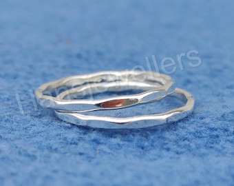 Set di anelli impilabili in argento sterling: anelli sottili, delicati e minimalisti