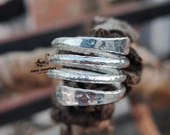 Hammered Sterling Silver Ring: Adjustable Boho Thumb Ring