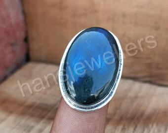 Blue Labradorite Ring, Statement Ring, Handmade Ring, 925 Silver Ring, Gemstone Ring, Labradorite Jewelry, Women Ring, Natural Labradorite
