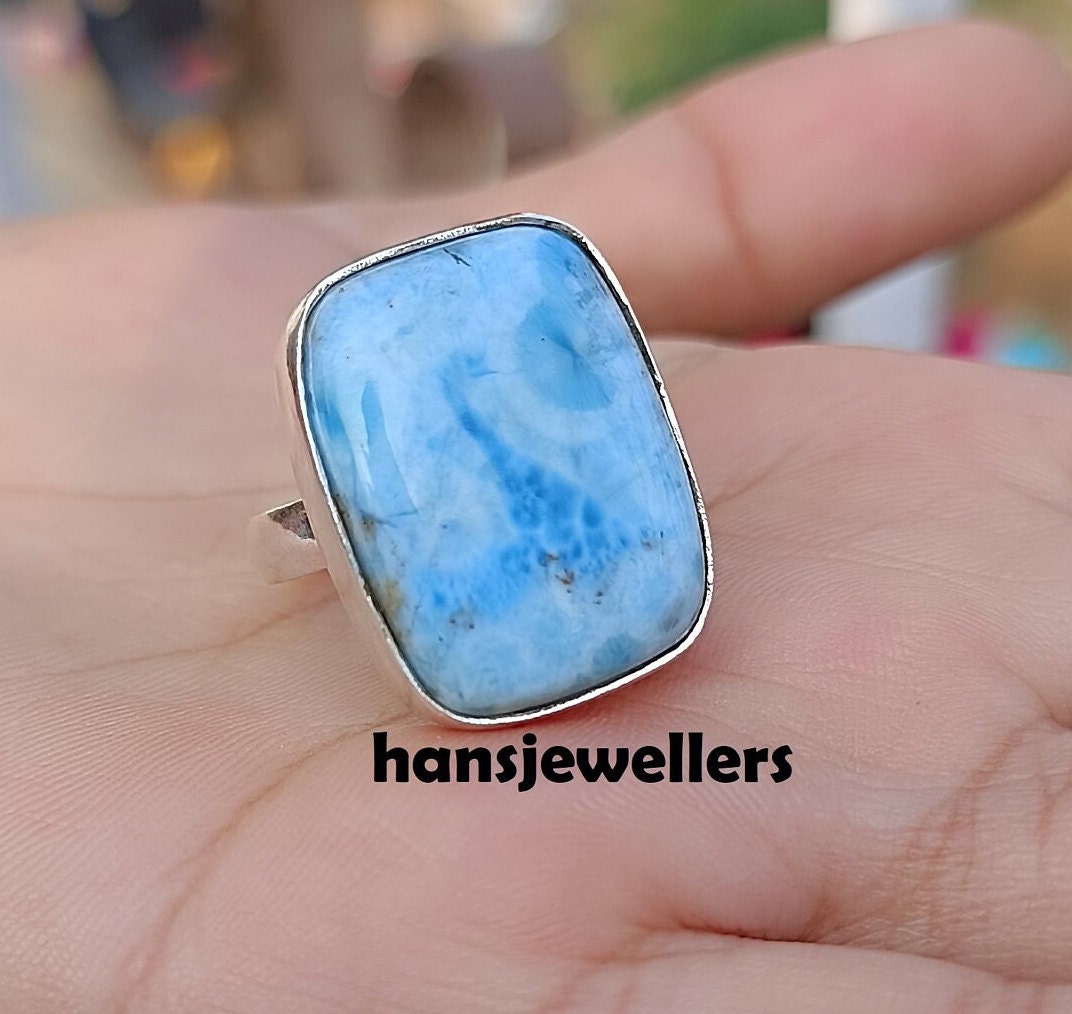 ハンドメイドオーバルラリマーリング：925スターリングシルバーバンド