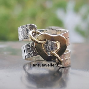 Sterling Silver Heart Ring: Boho Thumb Ring, Handmade Jewelry