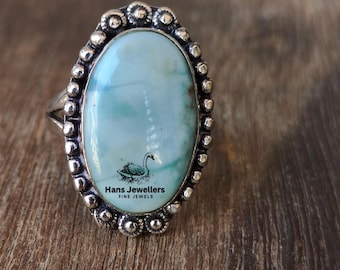 Handmade Larimar Ring: 925 Sterling Silver Gemstone Jewelry