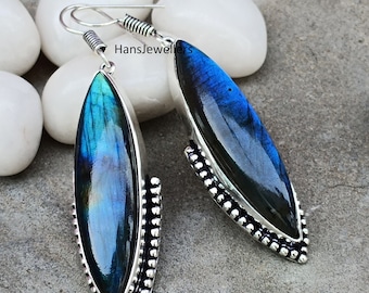 Real orecchino Labradorite per le donne 925 gioielli in