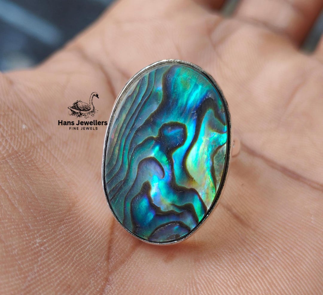 Shell 925 Ring Handmade Abalone Shell 925 Sterling Silver Anniversary Ring - Etsy
