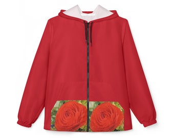 Rose in bloom red windbreaker jacket (AOP), Gifts for Mom