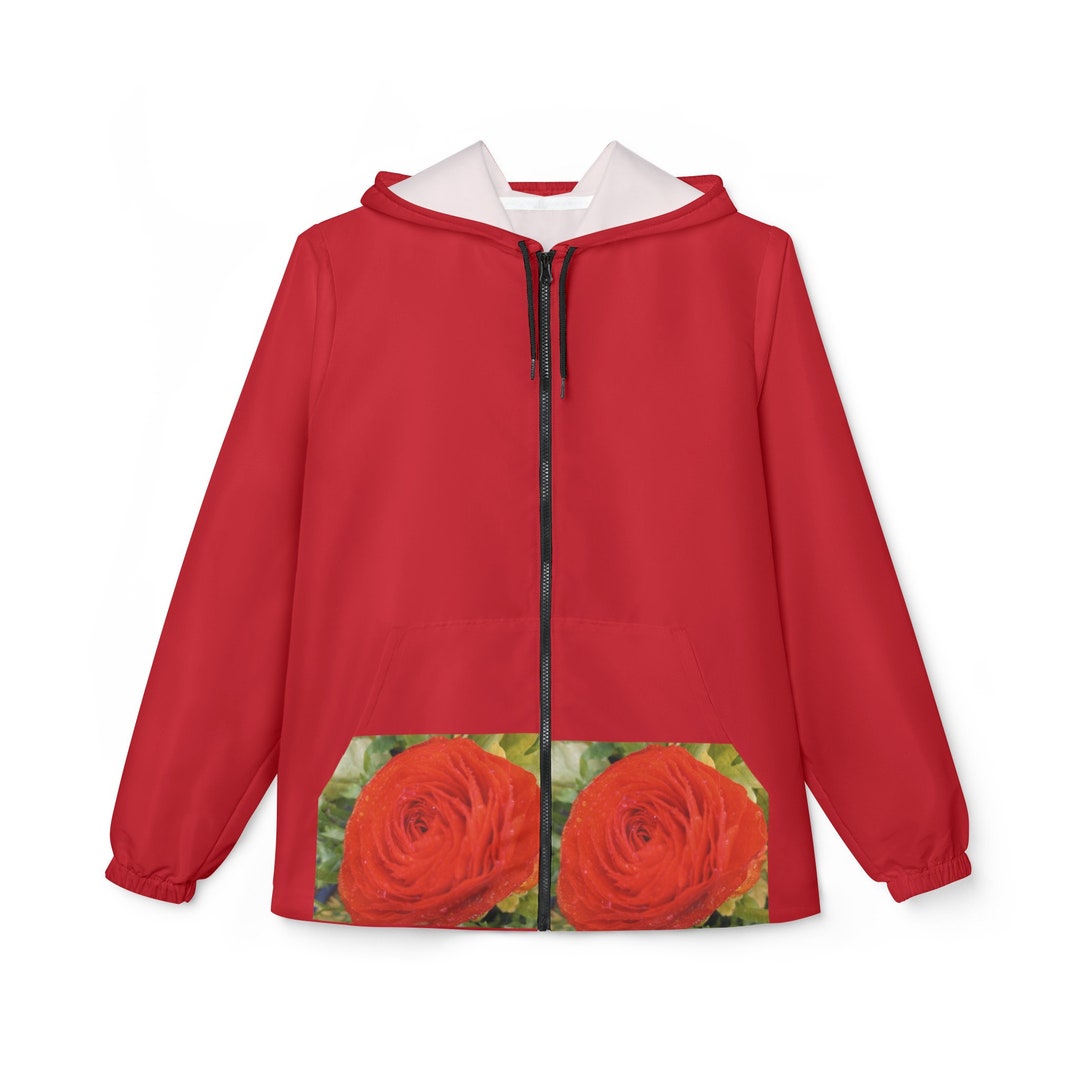 Rose in Bloom Red Windbreaker Jacket AOP Gifts for Mom Etsy UK