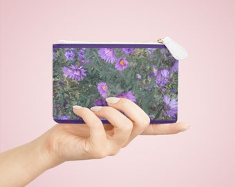 Porte-monnaie - Mini pochette fleurs violettes