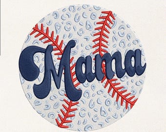 Leopard Print Baseball Mama Embroidery Design  Sports Mom| Baseball Season |Pes Dst Jef Vp3 | Instant Download
