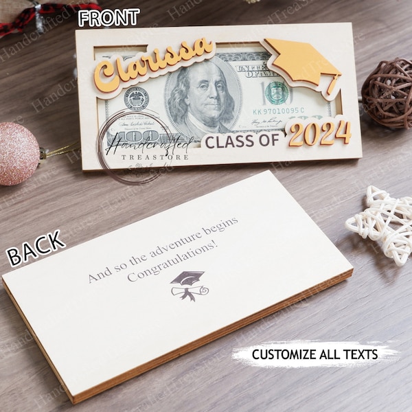 Graduation Money Gift Holder, Personalized Graduation Cash Holder, Custom Money Gift Holder, Graduation Money Holder 2024