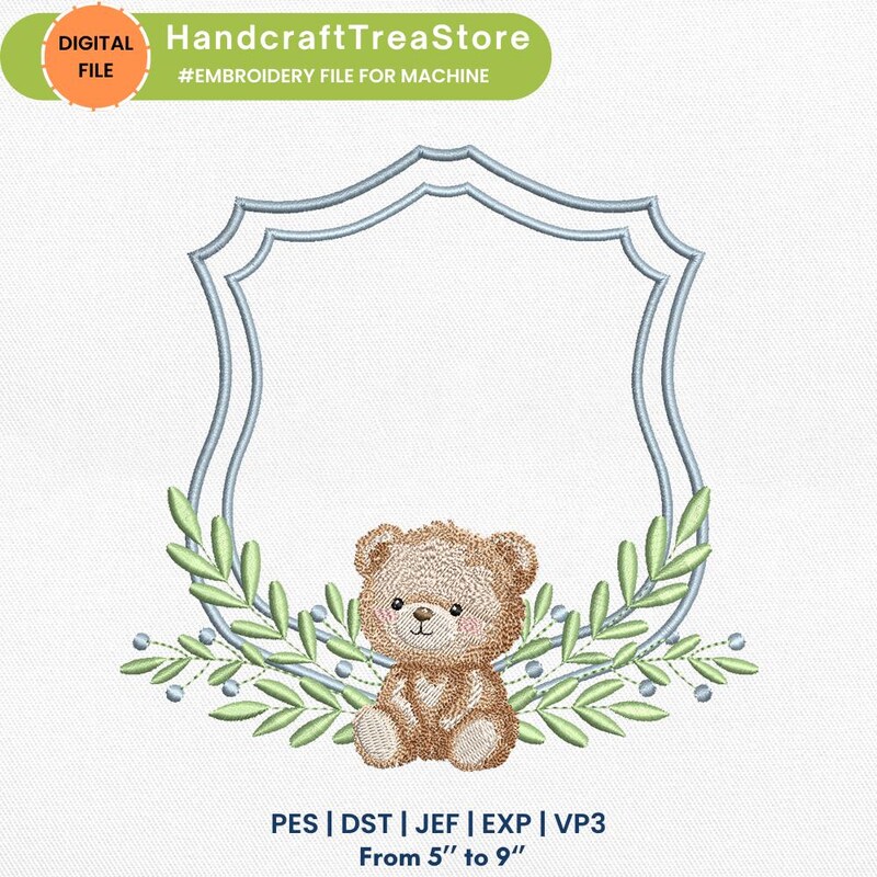Bear Embroidery Striped Shirt