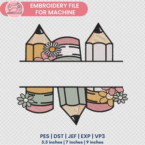 Diseño de bordado de flores para maestras - Archivo de bordado a máquina con marco para maestras, descarga instantánea - Pes, Dst, Jef, Exp, Vp3